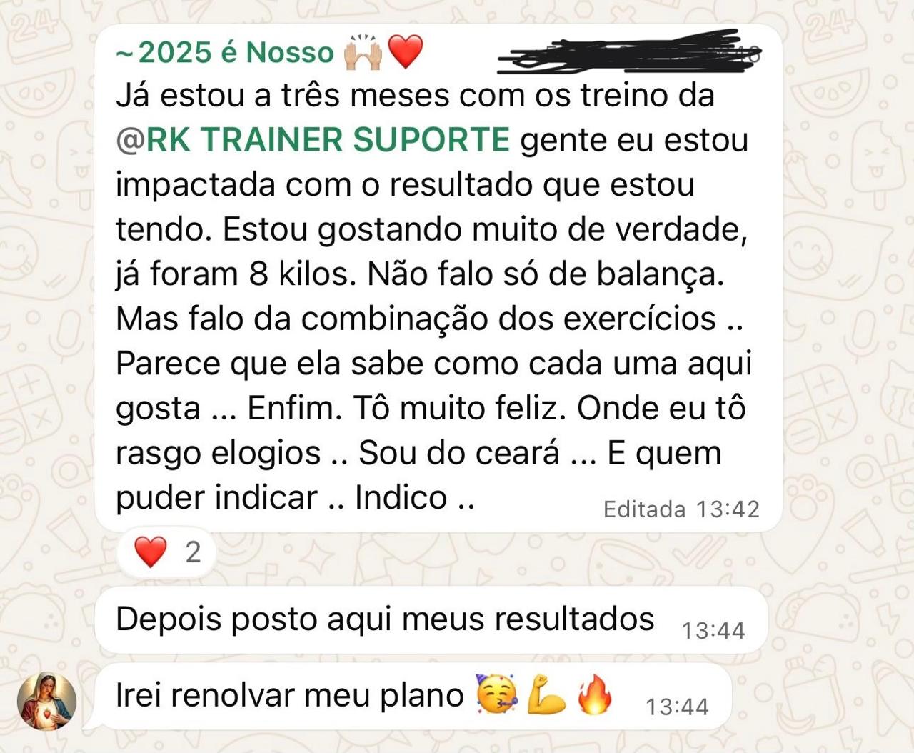 Depoimento real de aluna no WhatsApp