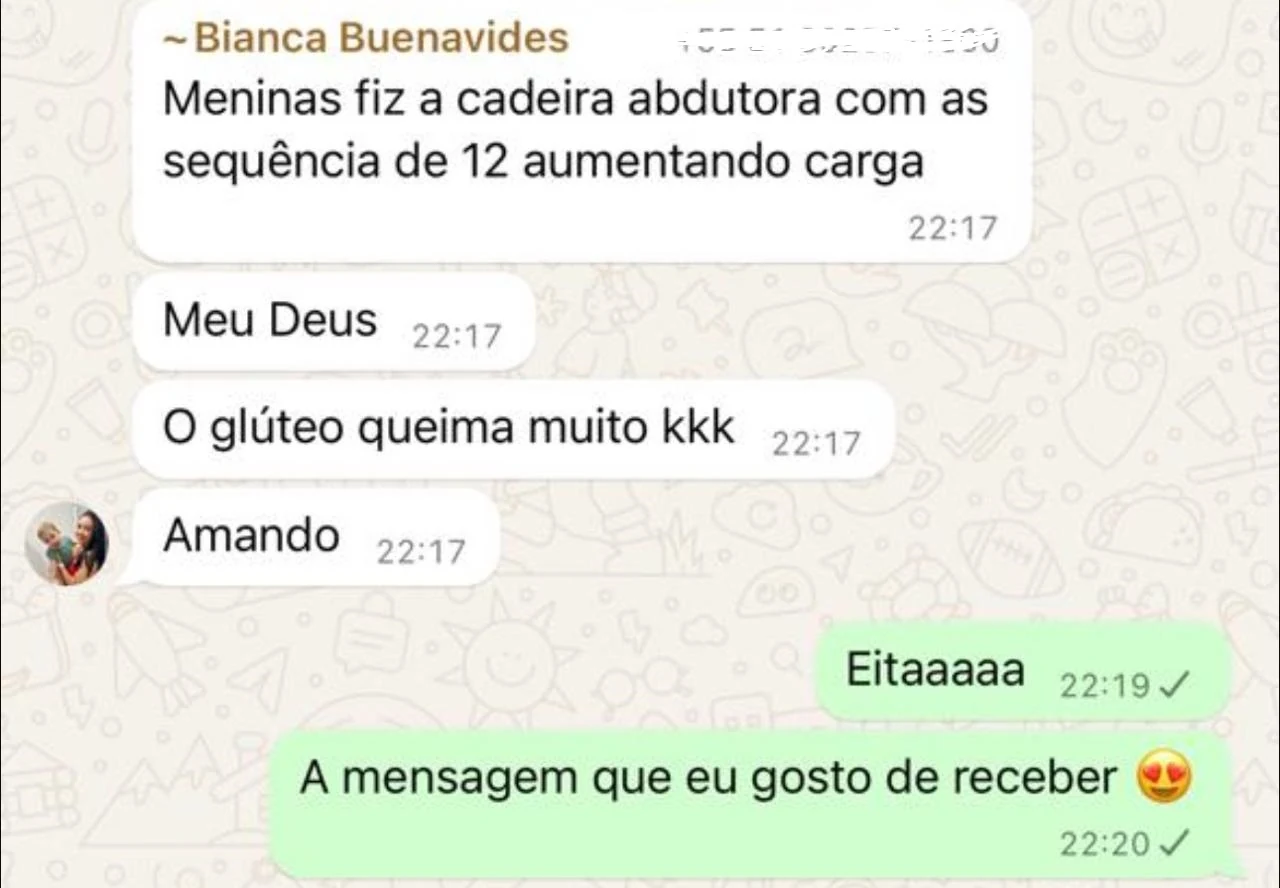 Conversa real do grupo de alunas no WhatsApp